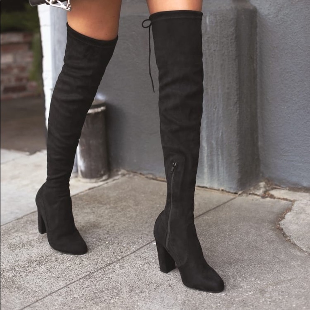 Lulu’s So Much Yes Black Suede Over the Knee Boots